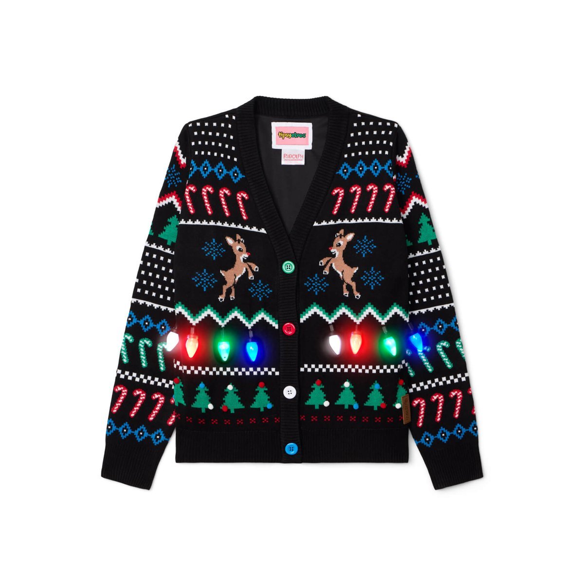 Suéter Tipsy Elves Fair Isle Rudolph Light Up Christmas