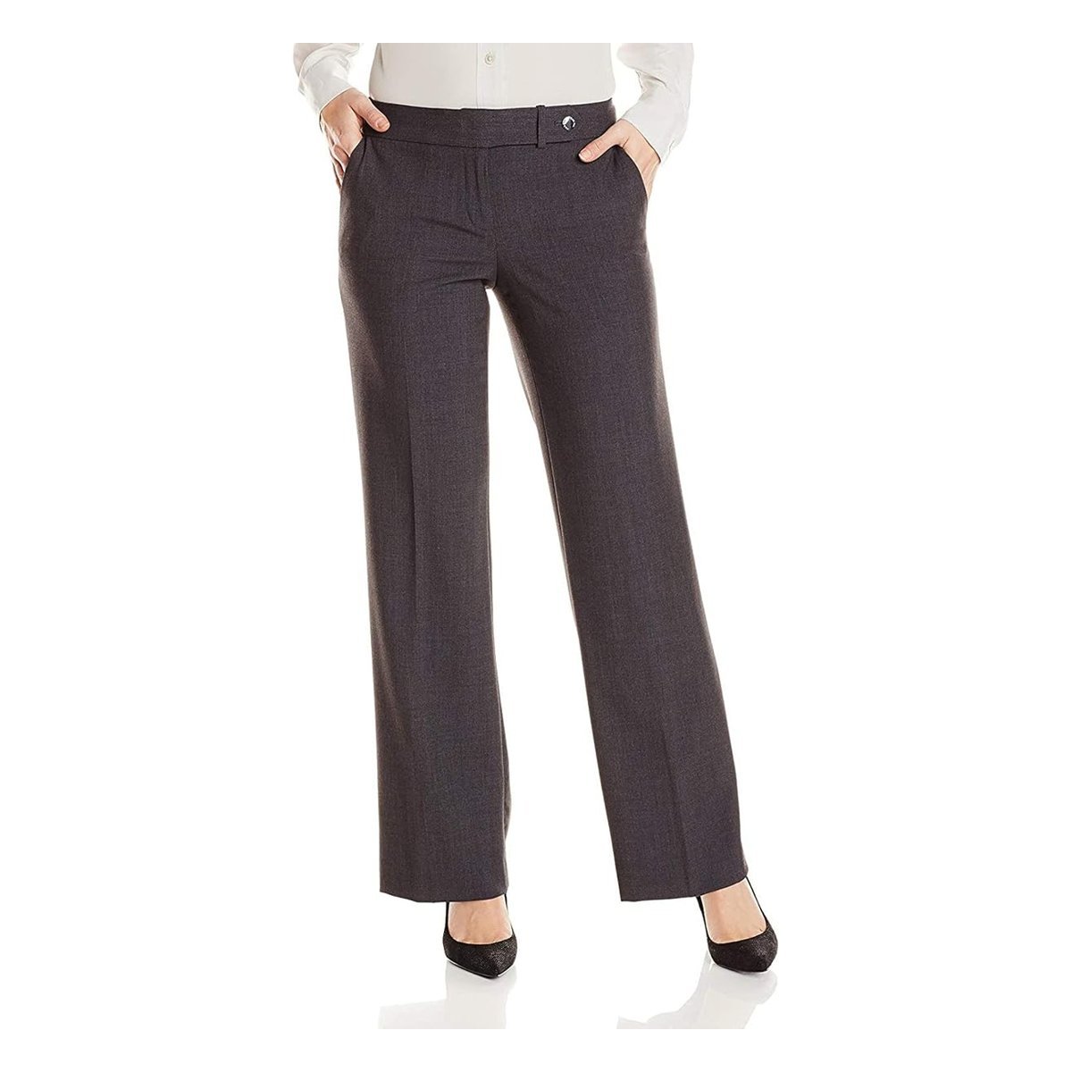 Pantalón Calvin Klein Petite Size Straight-Leg Pant — Gris