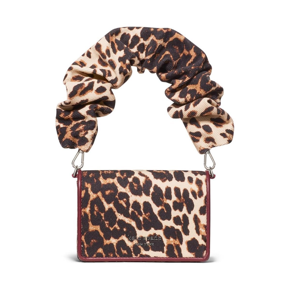 Cartera Kate Spade Natasha Downtown Leopard Fabric Card Case Crossbody With Scrunch Strap — Multicolor