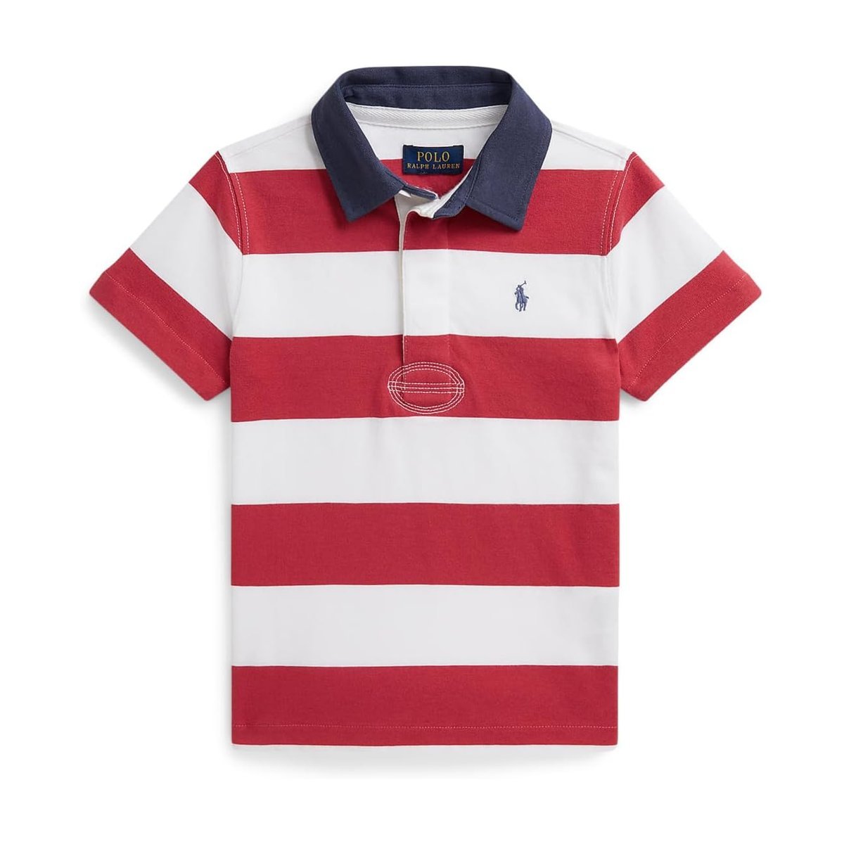 Camisa Ralph Lauren Striped Cotton Short Sleeve Rugby (Toddler/) — Blanco