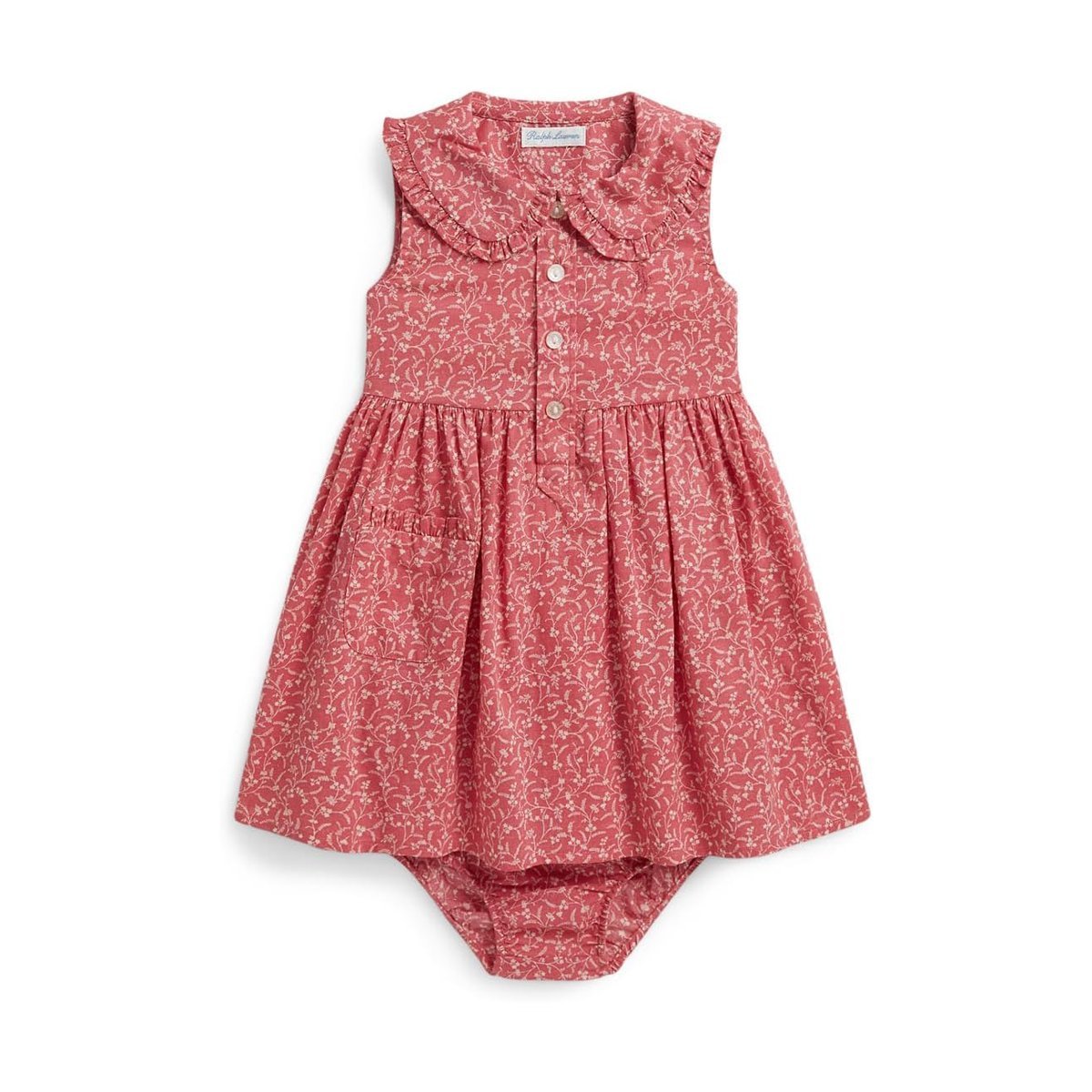 Vestido Ralph Lauren Floral Cotton Shirtdress & Bloomer () — Rosado