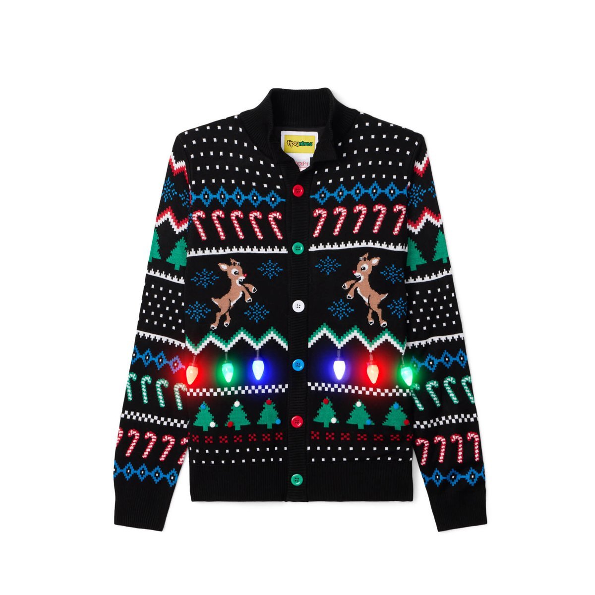 Suéter Tipsy Elves Fair Isle Rudolph Light Up Christmas