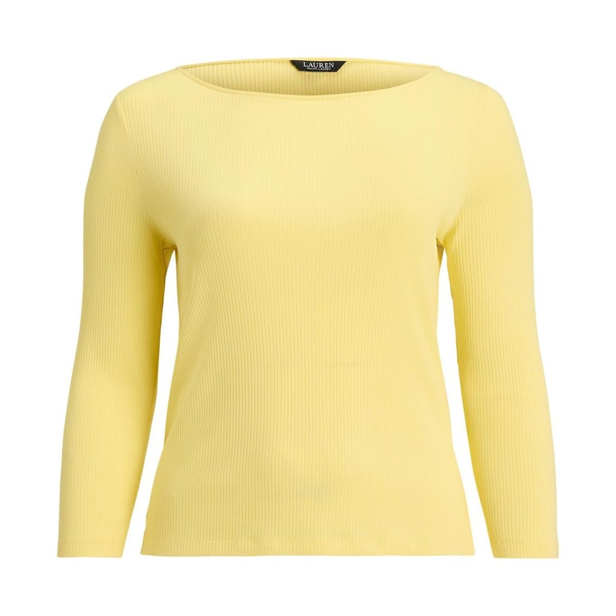 Camiseta Ralph Lauren Plus Size Rib-Knit Cotton-Blend Boatneck — Amarillo