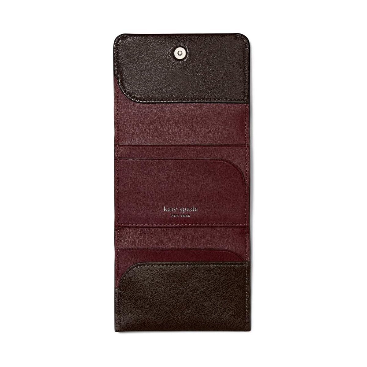 Billetera Kate Spade Halo Glazed Leather Card Case Trifold — Hot Fudge