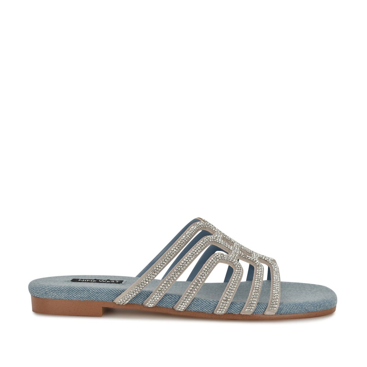 Sandalias Nine West Timy Embellished Flat — Azul