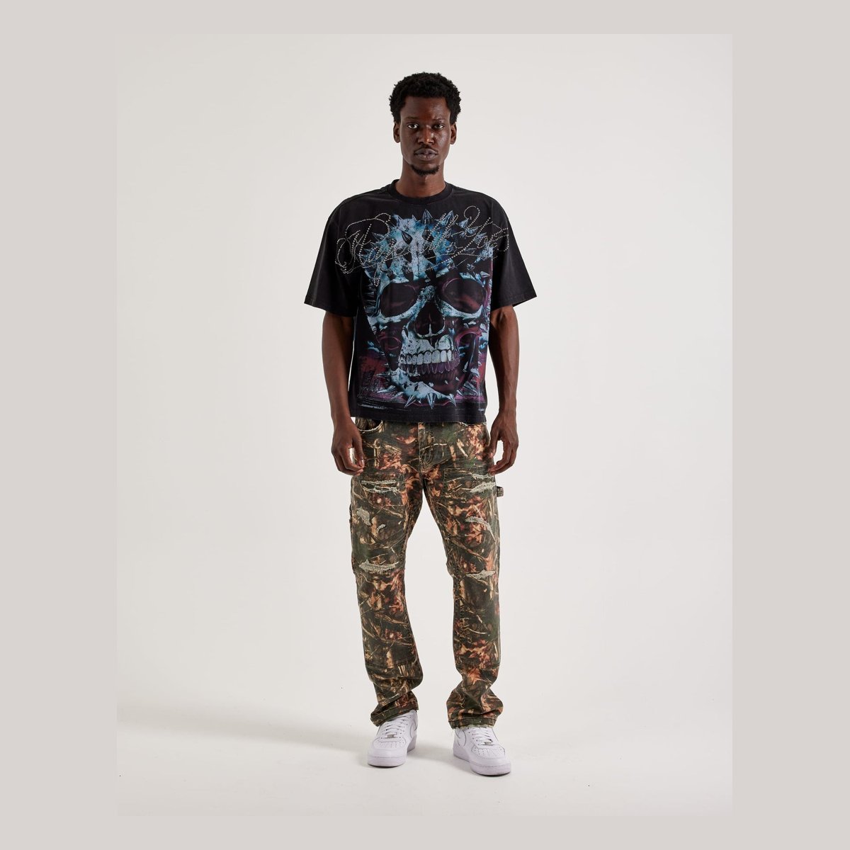 Pantalón Jordan Craig Collins Distressed Camo Carpenter Straight — Multicolor